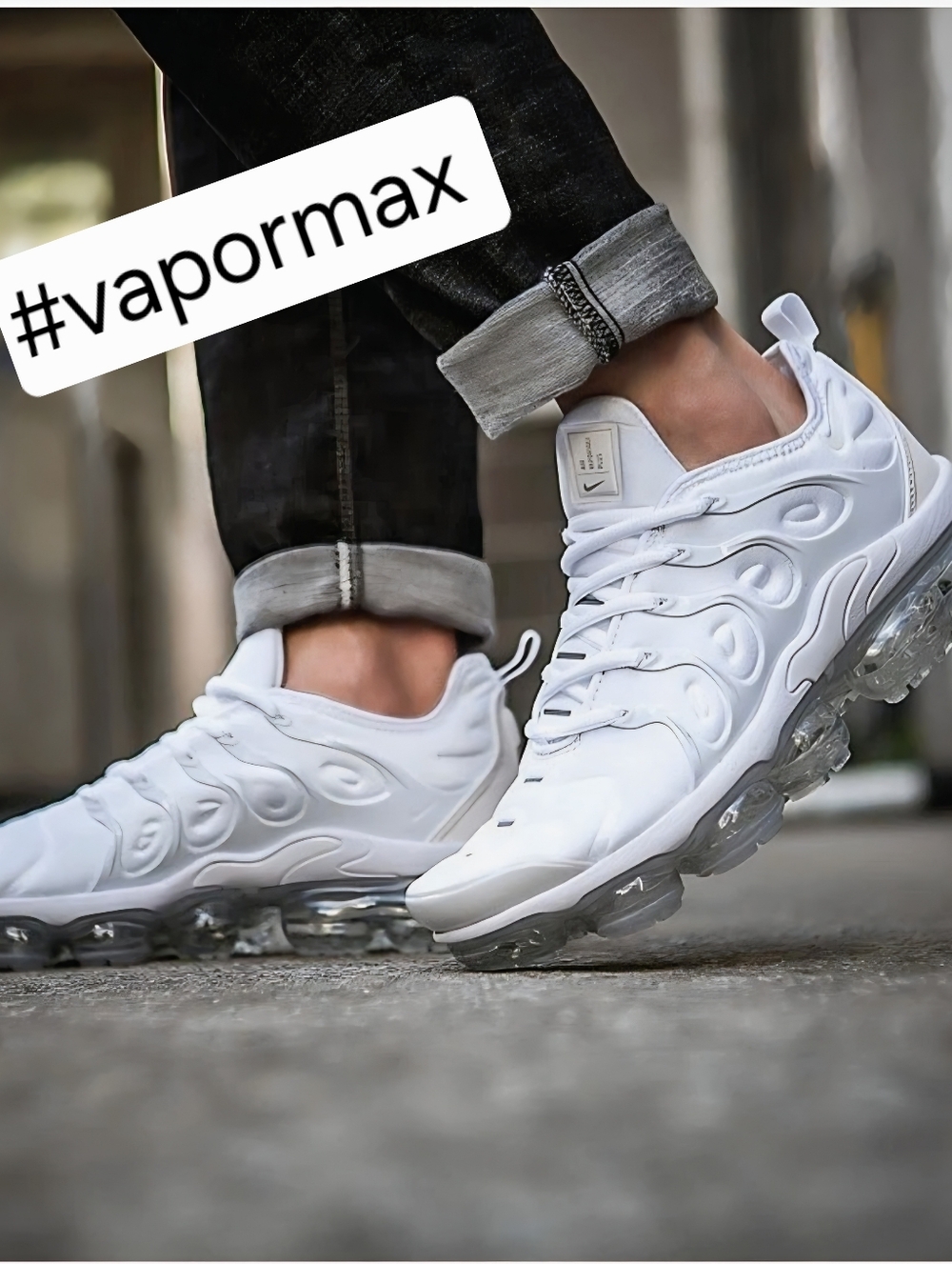 Nike Air VaporMax Plus Men's Running Shoes Triple White 🐻‍❄️ Men